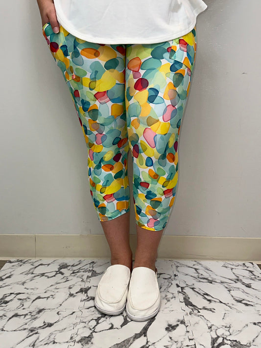 Stain glass Capris w/pockets