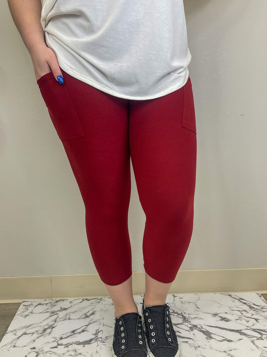 Wine Color Capris w/pockets